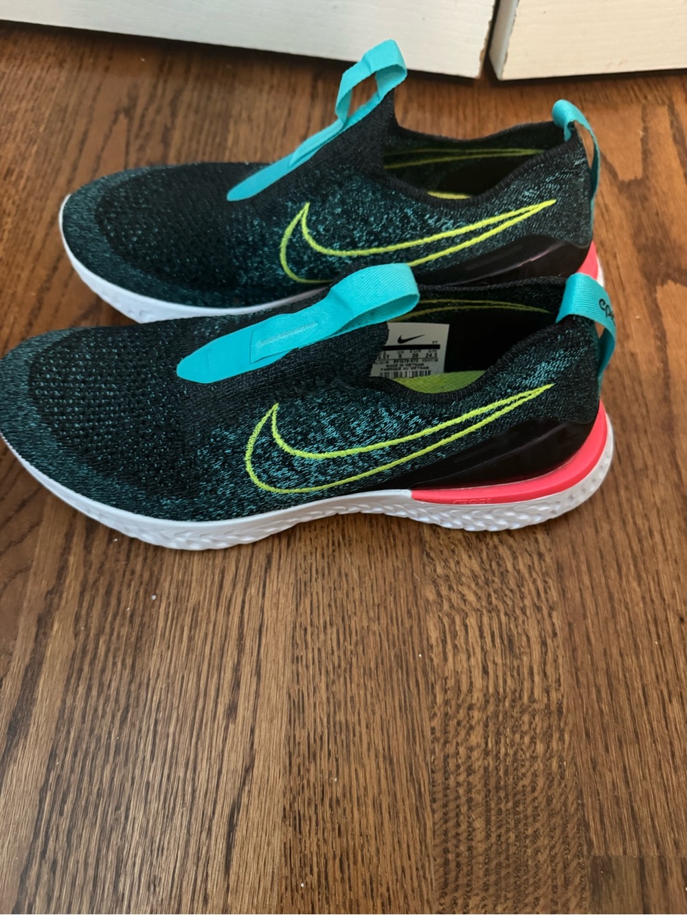 Nike Kids Slip-On Sneakers - Teal, Neon Yellow & Coral Accent